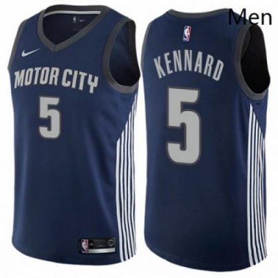 Mens Nike Detroit Pistons 5 Luke Kennard Authentic Navy Blue NBA Jersey City Edition