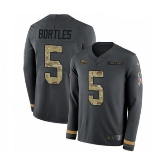 Youth Nike Jacksonville Jaguars 5 Blake Bortles Limited Black Salute to Service Therma Long Sleeve NFL Jersey