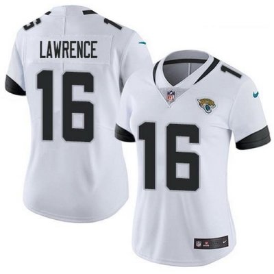 Women Nike Jacksonville Jaguars 16 Trevor Lawrence White Women Stitched NFL Vapor Untouchable Limited Jersey