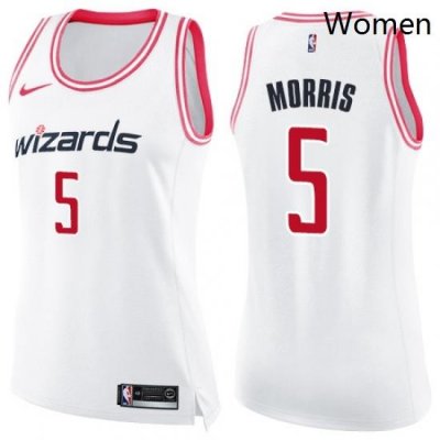 Womens Nike Washington Wizards 5 Markieff Morris Swingman WhitePink Fashion NBA Jersey