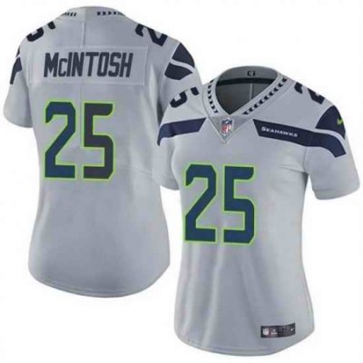 Women Seattle Seahawks 25 Kenny McIntosh Grey Vapor Limited Stitched Football Jersey