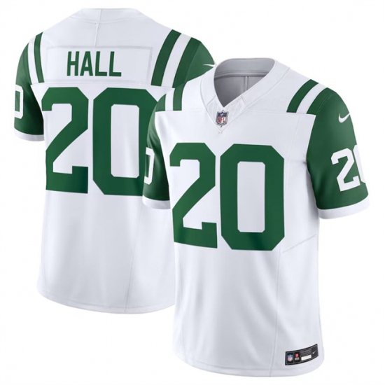 Men New York Jets 20 Breece Hall White Classic Alternate Vapor F U S E  Limited Stitched Football Jersey