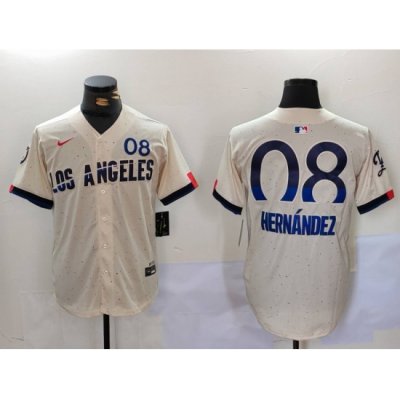 Men Los Angeles Dodgers 8 Kik E9 Hernandez Cream 2024 City Connect Limited Stitched Baseball Jersey