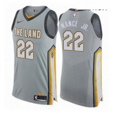 Mens Nike Cleveland Cavaliers 22 Larry Nance Jr Authentic Gray NBA Jersey City Edition