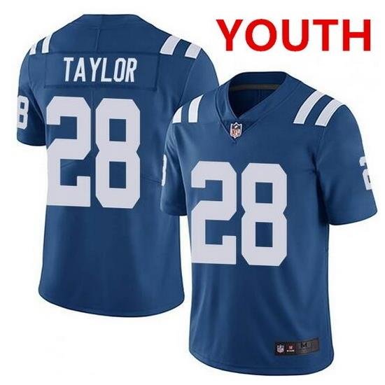 Youth indianapolis colts 28 jonathan taylor blue stitched nike jersey