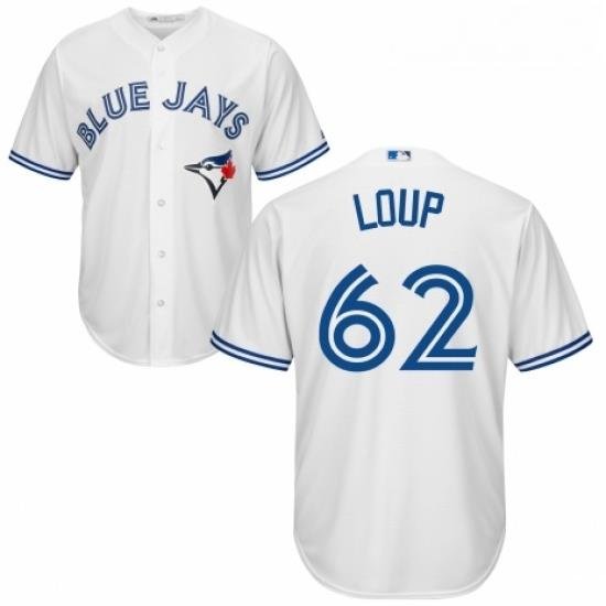 Youth Majestic Toronto Blue Jays 62 Aaron Loup Authentic White Home MLB Jersey