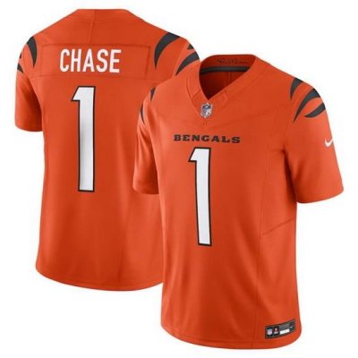 Men Cincinnati Bengals 1 Ja 27Marr Chase Orange 2023 F.U.S.E. Vapor Untouchable Limited Stitched Jersey