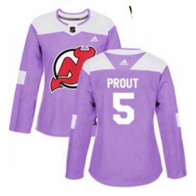 Womens Adidas New Jersey Devils 5 Dalton Prout Authentic Purple Fights Cancer Practice NHL Jersey