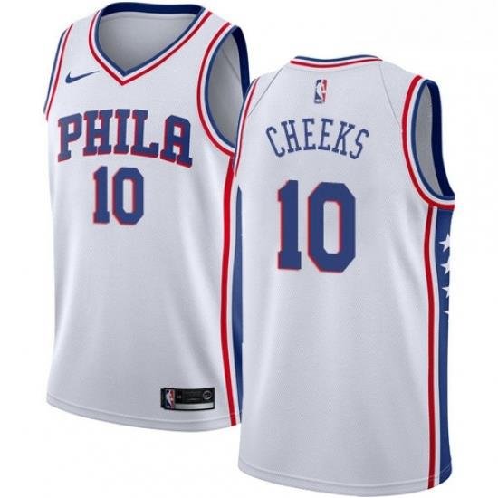 Youth Nike Philadelphia 76ers 10 Maurice Cheeks Swingman White Home NBA Jersey Association Edition