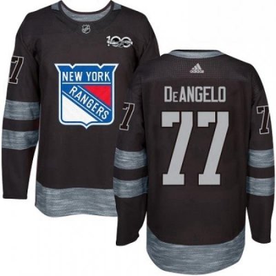 Mens Adidas New York Rangers 77 Anthony DeAngelo Premier Black 1917 2017 100th Anniversary NHL Jersey