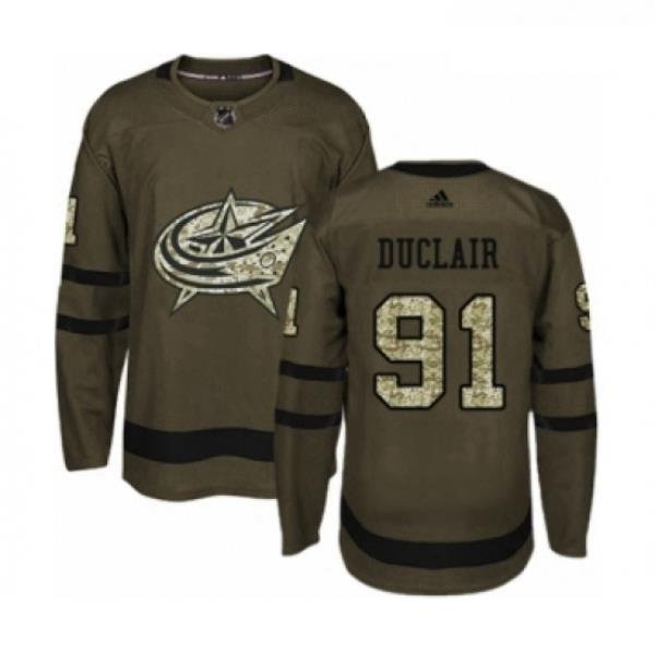 Youth Adidas Columbus Blue Jackets 91 Anthony Duclair Premier Green Salute to Service NHL Jersey