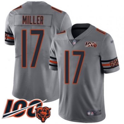 Men Chicago Bears 17 Anthony Miller Limited Silver Inverted Legend 100th Season Football Jersey