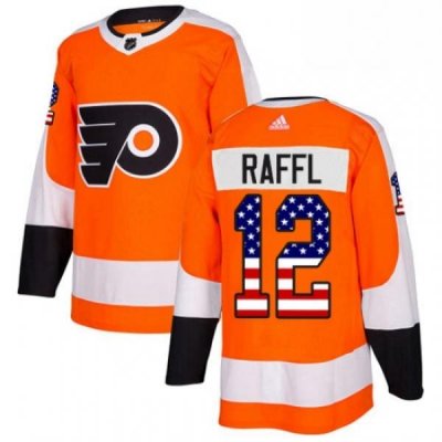 Mens Adidas Philadelphia Flyers 12 Michael Raffl Authentic Orange USA Flag Fashion NHL Jersey