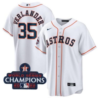 Men Houston Astros 35 Justin Verlander White 2022 World Series Champions Home Stitched Baseball Jersey