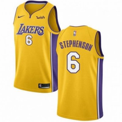 Mens Nike Los Angeles Lakers 6 Lance Stephenson Swingman Gold NBA Jersey Icon Edition