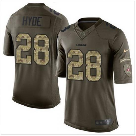 Nike San Francisco 49ers #28 Carlos Hyde Green Men 27s Stitched NFL Limited Salute to Service Jersey