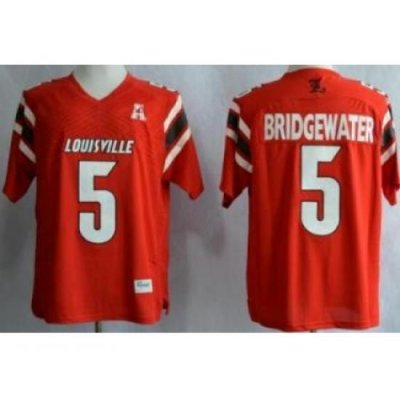 Louisville Cardinals 5 Teddy Bridgewater Red AAC Patch NCAA Techfit Jerseys