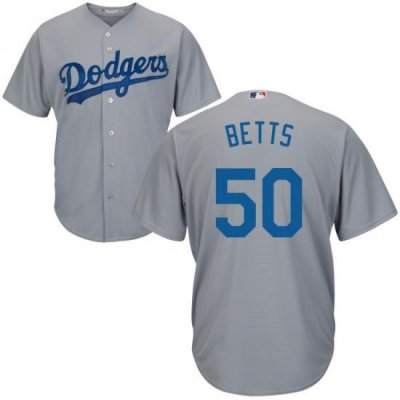 Men Dodgers #50 Mookie Betts Gray Cool Base Jersey