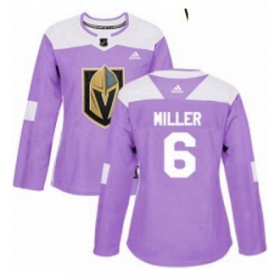 Womens Adidas Vegas Golden Knights 6 Colin Miller Authentic Purple Fights Cancer Practice NHL Jersey