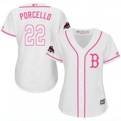 Womens Majestic Boston Red Sox 22 Rick Porcello Authentic White Fashion 2018 World Series Champions MLB Jersey