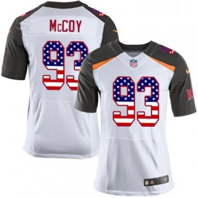 Mens Nike Tampa Bay Buccaneers 93 Gerald McCoy Elite White Road USA Flag Fashion NFL Jersey