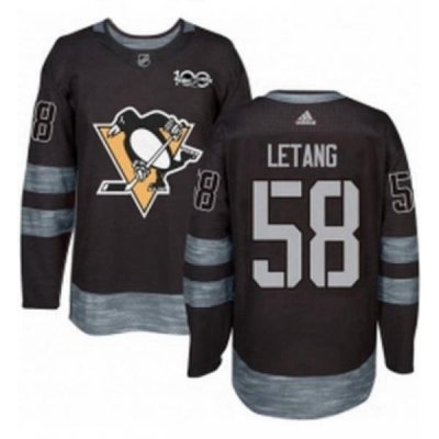 Mens Adidas Pittsburgh Penguins 58 Kris Letang Authentic Black 1917 2017 100th Anniversary NHL Jersey