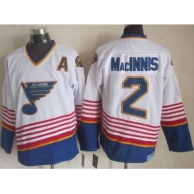 St. Louis Blues #2 Al MacInnis White Light Blue CCM Throwback Stitched NHL Jersey