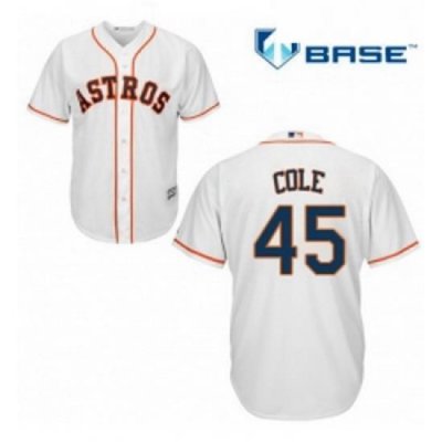 Youth Majestic Houston Astros 45 Gerrit Cole Replica White Home Cool Base MLB Jersey