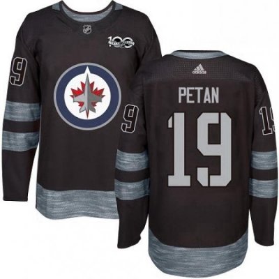 Mens Adidas Winnipeg Jets 19 Nic Petan Authentic Black 1917 2017 100th Anniversary NHL Jersey