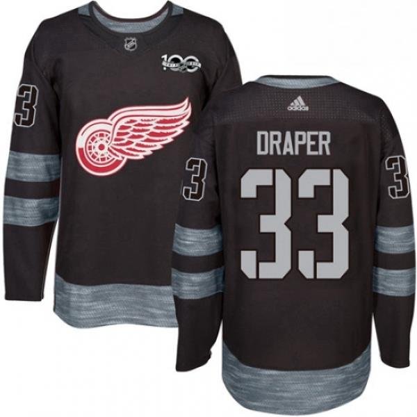 Mens Adidas Detroit Red Wings 33 Kris Draper Authentic Black 1917 2017 100th Anniversary NHL Jersey