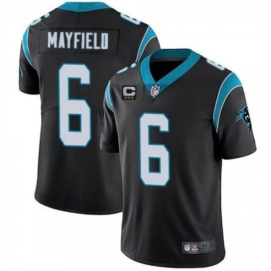 Men Carolina Panthers 2022 #6 Baker Mayfield Black With 3-star C Patch Vapor Untouchable Limited Stitched Jersey