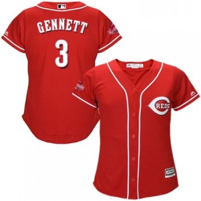 Womens Majestic Cincinnati Reds 3 Scooter Gennett Replica Red Alternate Cool Base MLB Jersey