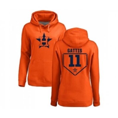 MLB Women Nike Houston Astros 11 Evan Gattis Orange RBI Pullover Hoodie