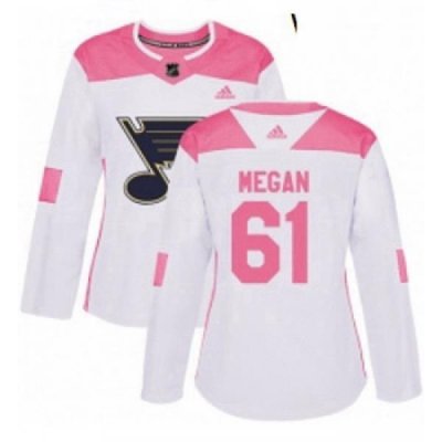 Womens Adidas St Louis Blues 61 Wade Megan Authentic WhitePink Fashion NHL Jersey