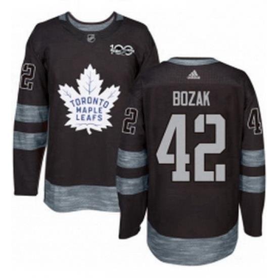 Mens Adidas Toronto Maple Leafs 42 Tyler Bozak Authentic Black 1917 2017 100th Anniversary NHL Jersey