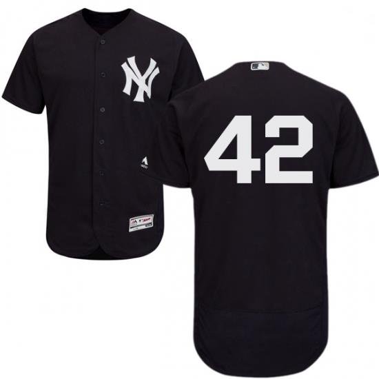 Mens Majestic NeW York Yankees 42 Mariano Rivera Navy Blue Alternate Flex Base Authentic Collection MLB Jersey