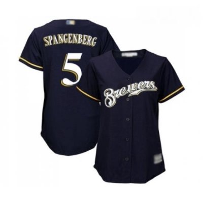 Womens Milwaukee Brewers 5 Cory Spangenberg Replica Navy Blue Alternate Cool Base Baseball Jersey