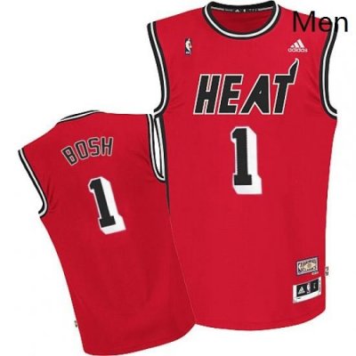 Mens Adidas Miami Heat 1 Chris Bosh Swingman Red Hardwood Classics Nights NBA Jersey