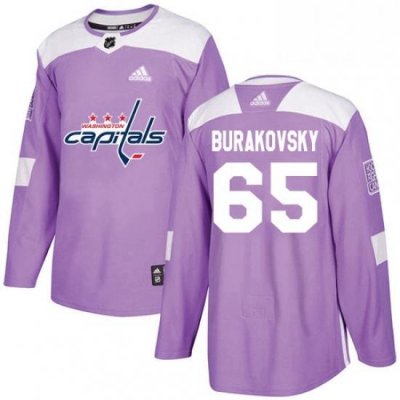 Mens Adidas Washington Capitals 65 Andre Burakovsky Authentic Purple Fights Cancer Practice NHL Jersey