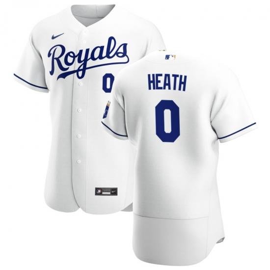 Men Kansas City Royals 0 Nick Heath Men Nike White Home 2020 Flex Base Player MLB Jersey