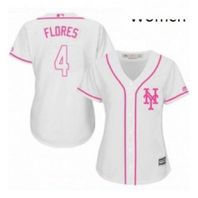 Womens Majestic New York Mets 4 Wilmer Flores Authentic White Fashion Cool Base MLB Jersey