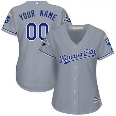 Men Women Youth All Size Kansas City Royals Majestic Grey Cool Base Custom Alternate Jersey