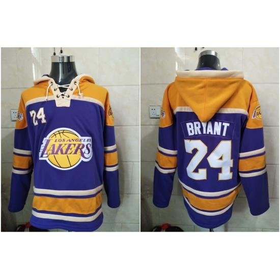 Men Los Angeles Lakers Kobe Bryant 24 Purple Yellow Stitched NBA Hoodie