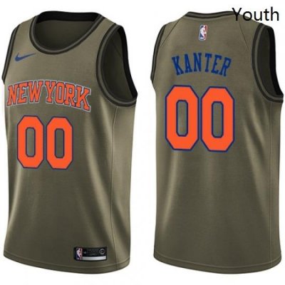 Youth Nike New York Knicks 00 Enes Kanter Swingman Green Salute to Service NBA Jersey