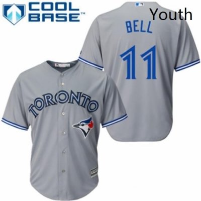 Youth Majestic Toronto Blue Jays 11 George Bell Replica Grey Road MLB Jersey