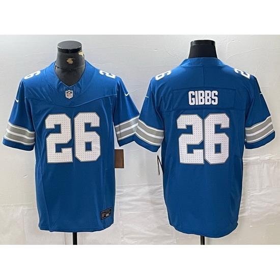 Men Detroit Lions 26 Jahmyr Gibbs Blue 2024 F U S E  Vapor Limited Stitched Jersey