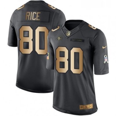 Mens Nike San Francisco 49ers 80 Jerry Rice Limited BlackGold Salute to Service NFL Jersey