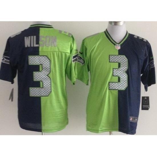 Nike Seattle Seahawks 3 Russell Wilson Blue Green Elite Split NFL Jersey