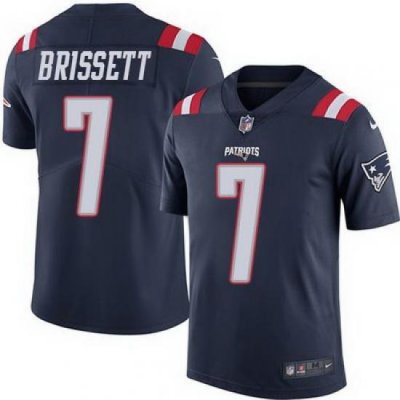 Nike Patriots #7 Jacoby Brissett Navy Blue Mens Stitched NFL Limited Rush Jersey