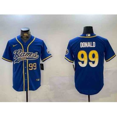 Men Los Angeles Rams 99 Royal Cool Base Stitched Baseball Jersey 1